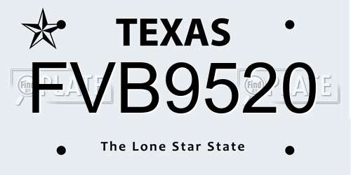 FVB9520 Texas License Plate