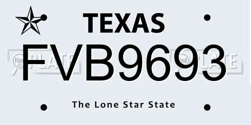 FVB9693 Texas License Plate
