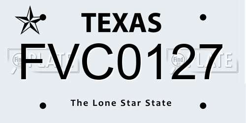 FVC0127 Texas License Plate
