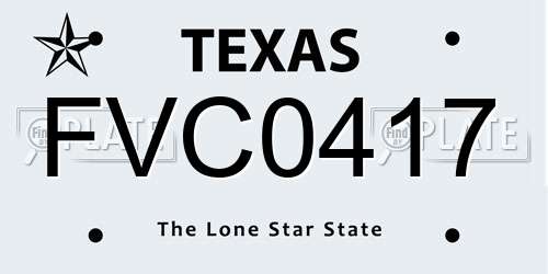 FVC0417 Texas License Plate