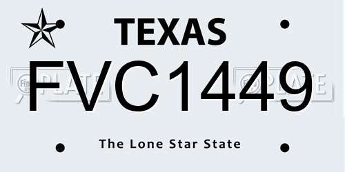 FVC1449 Texas License Plate