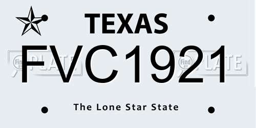 FVC1921 Texas License Plate