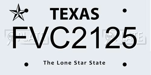 FVC2125 Texas License Plate
