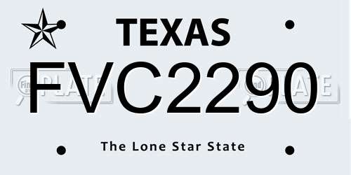 FVC2290 Texas License Plate
