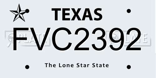 FVC2392 Texas License Plate