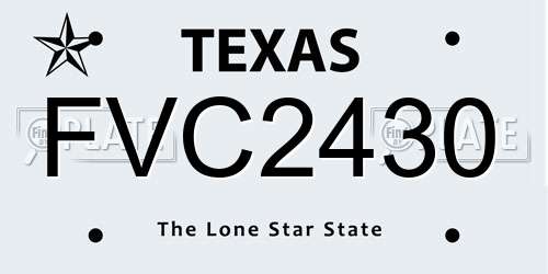 FVC2430 Texas License Plate