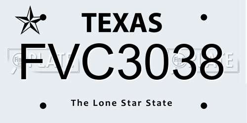 FVC3038 Texas License Plate