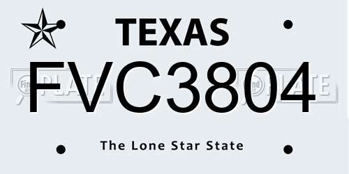 FVC3804 Texas License Plate