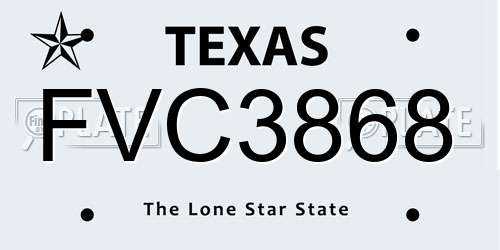 FVC3868 Texas License Plate
