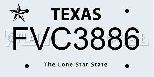 FVC3886 Texas License Plate