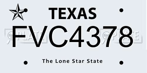 FVC4378 Texas License Plate