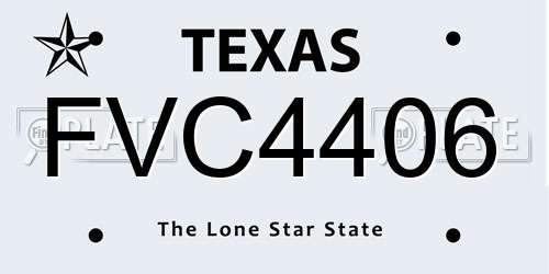 FVC4406 Texas License Plate