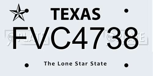 FVC4738 Texas License Plate