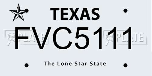 FVC5111 Texas License Plate