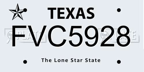 FVC5928 Texas License Plate