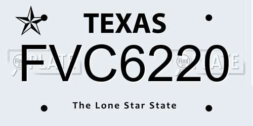 FVC6220 Texas License Plate