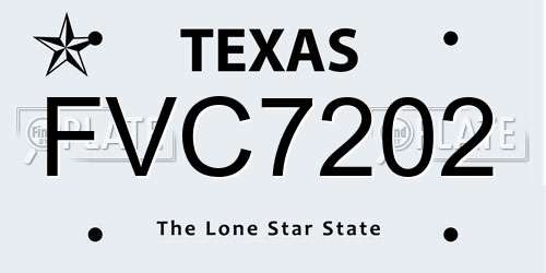 FVC7202 Texas License Plate