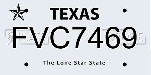 FVC7469 Texas License Plate