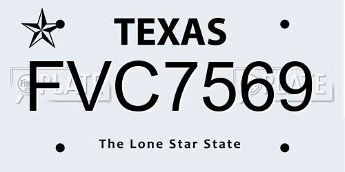 FVC7569 Texas License Plate