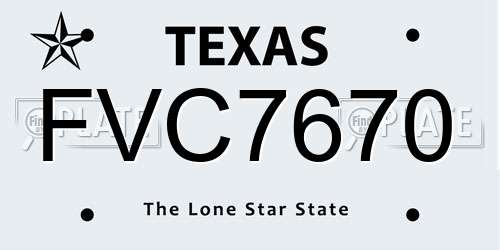 FVC7670 Texas License Plate