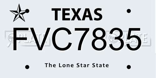 FVC7835 Texas License Plate