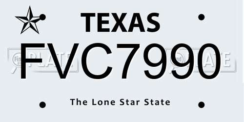 FVC7990 Texas License Plate