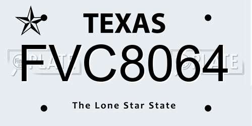 FVC8064 Texas License Plate