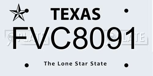 FVC8091 Texas License Plate