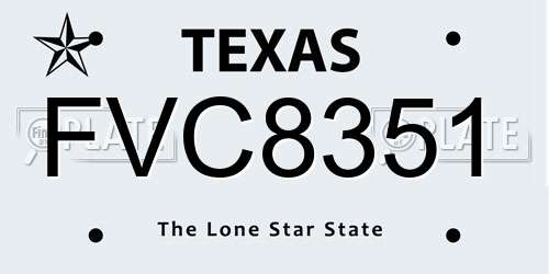 FVC8351 Texas License Plate