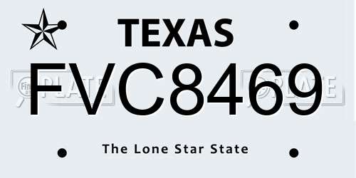 FVC8469 Texas License Plate