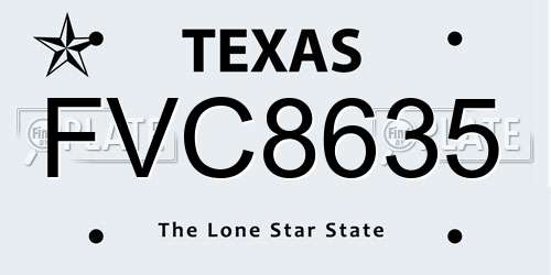 FVC8635 Texas License Plate
