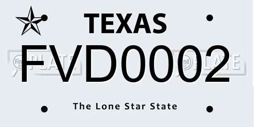 FVD0002 Texas License Plate