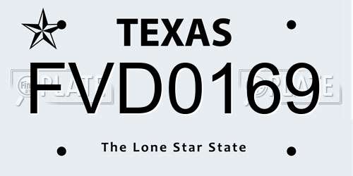 FVD0169 Texas License Plate
