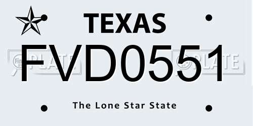 FVD0551 Texas License Plate