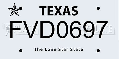 FVD0697 Texas License Plate