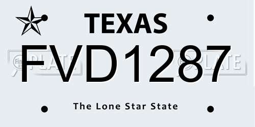 FVD1287 Texas License Plate