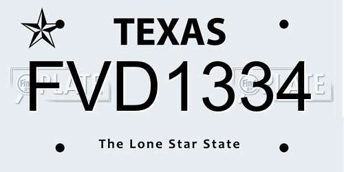 FVD1334 Texas License Plate