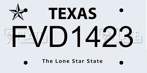 FVD1423 Texas License Plate