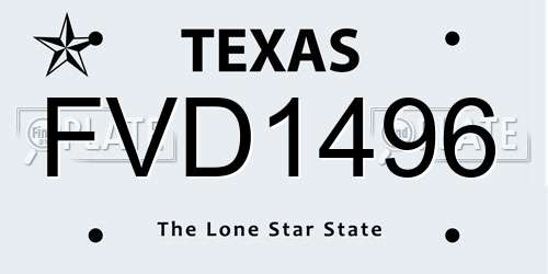 FVD1496 Texas License Plate