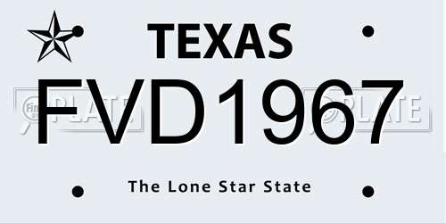 FVD1967 Texas License Plate