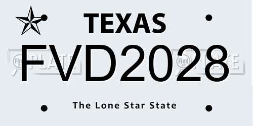 FVD2028 Texas License Plate
