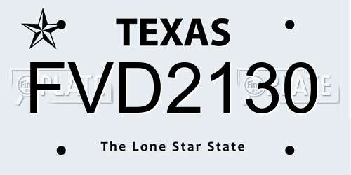 FVD2130 Texas License Plate