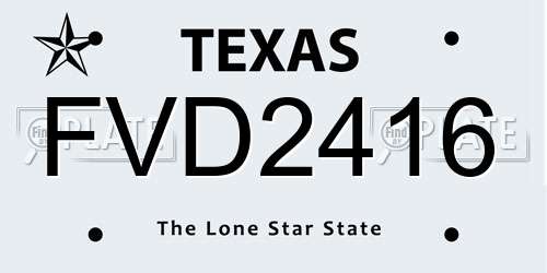 FVD2416 Texas License Plate