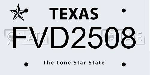 FVD2508 Texas License Plate