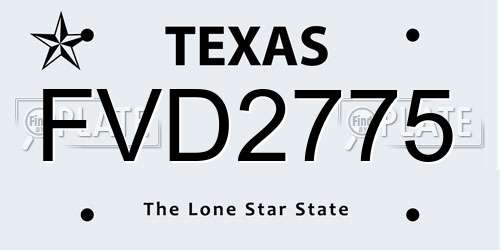 FVD2775 Texas License Plate