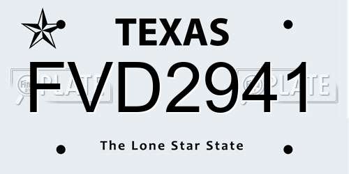 FVD2941 Texas License Plate