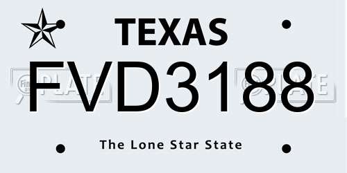 FVD3188 Texas License Plate