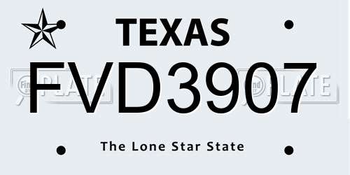 FVD3907 Texas License Plate