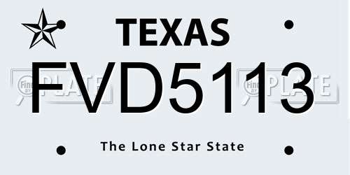 FVD5113 Texas License Plate