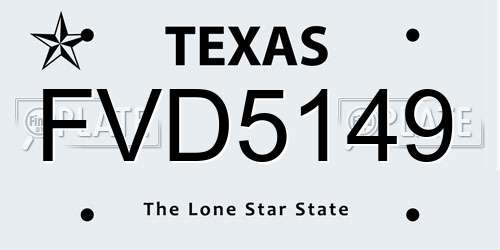 FVD5149 Texas License Plate